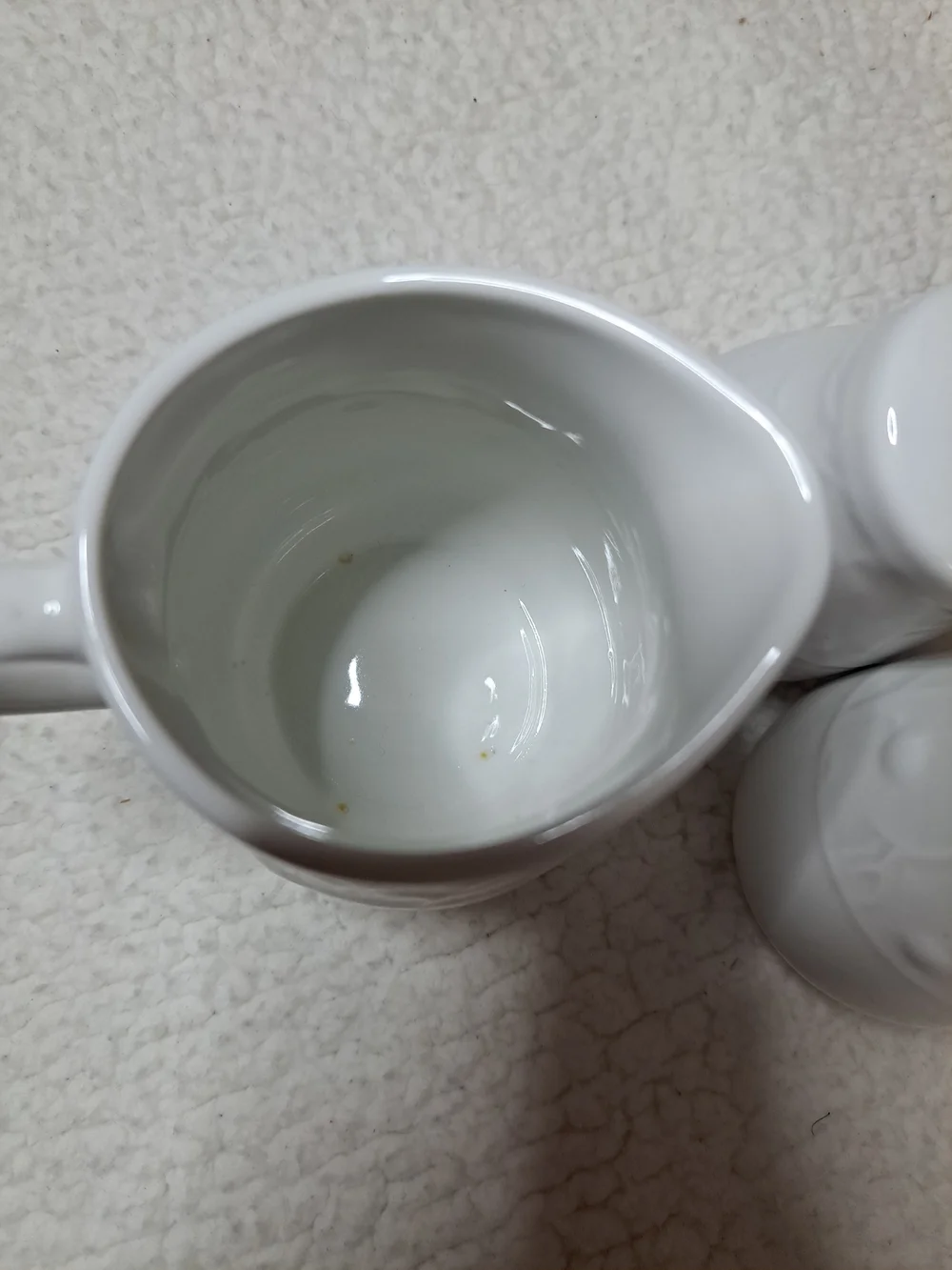 White Ceramic Salt and Pepper Shaker and Creamer Set - Elegant Floral Design